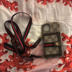 Gucci Brown Phone Case with Strap